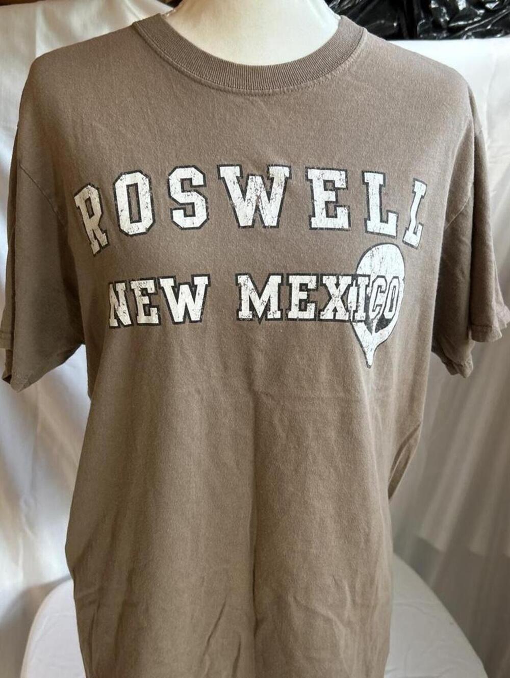 Women's Roswell Alien Graphic Tee, Tan, Fruit of the Loom, Size M